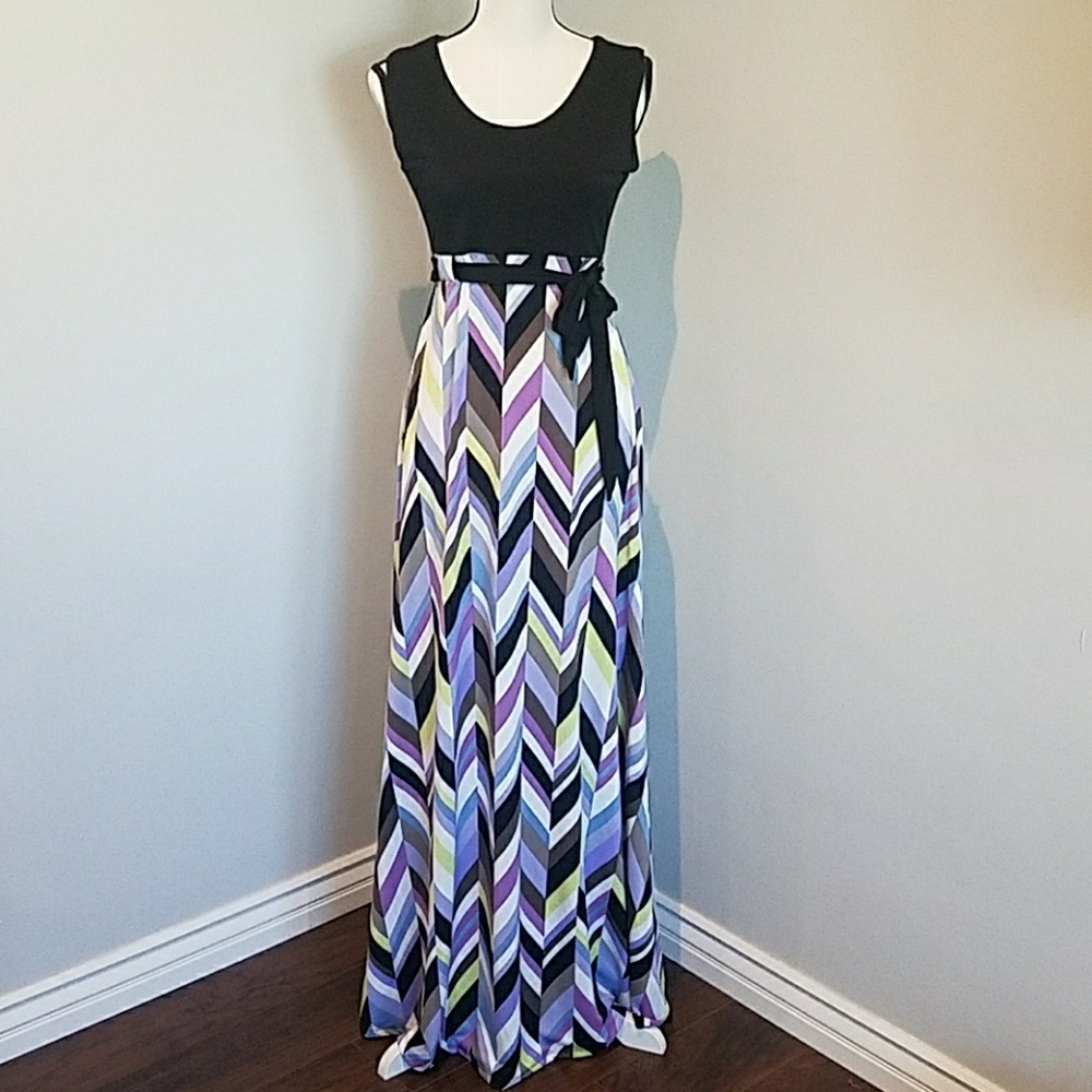NWOT Panza | Black | Geometric Print | Maxi Dress